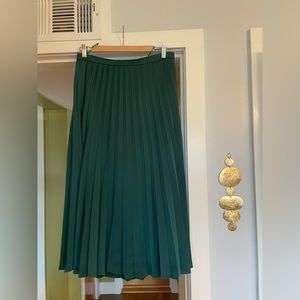 NWOT J. Crew Accordion Pleated Midi Skirt - Emerald Green